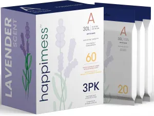 happimess HPM3101A-WHITE 8-Gallon Lavender Scented Drawstring Trash Can Liner, White (60-Count, 3-Packs of 20 Liners)