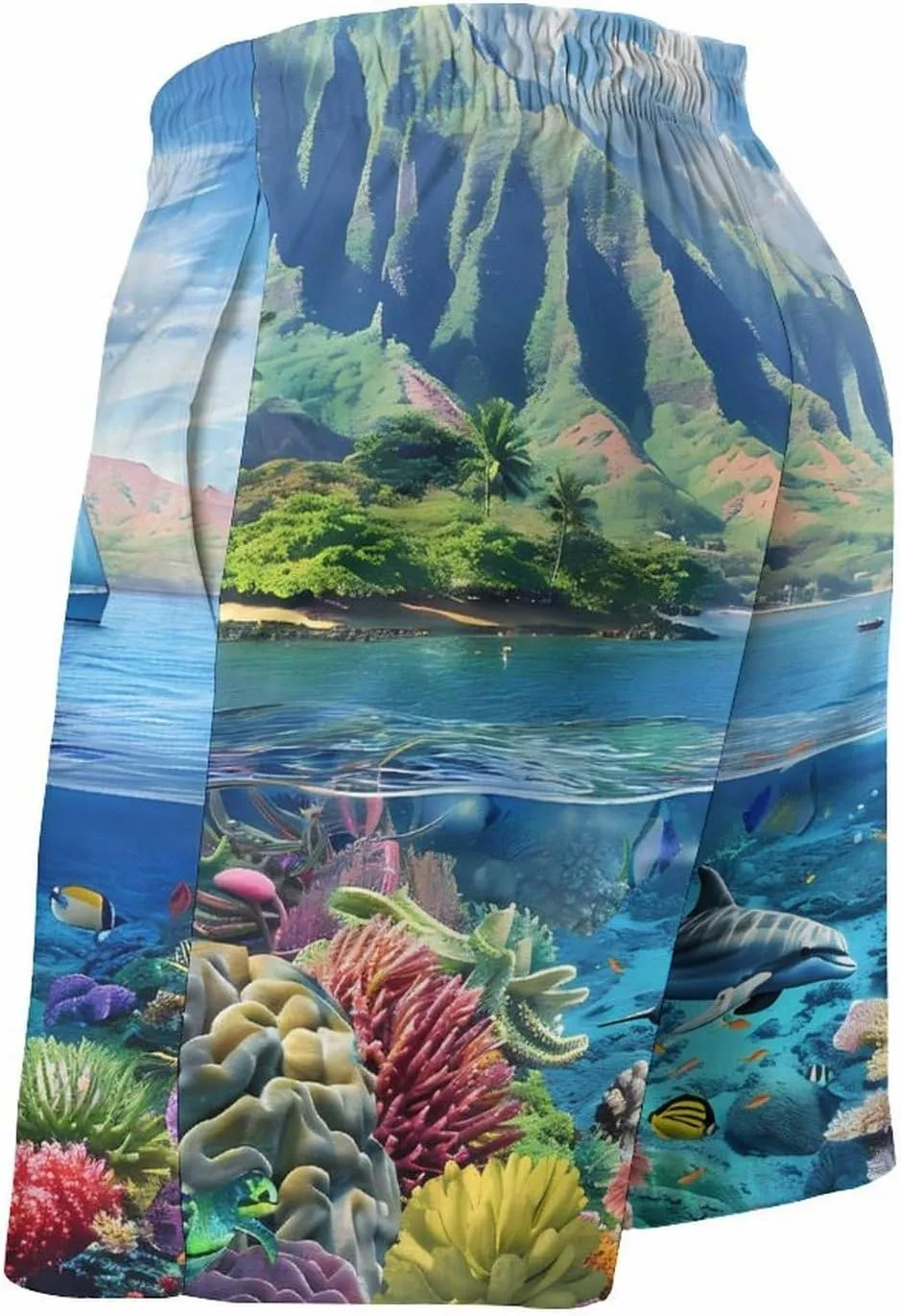 Hawaiian Life Sea Fish Men's Swim Trunks Quick Dry Board Shorts Breathable Summer Beach Shorts Bathing Suits
