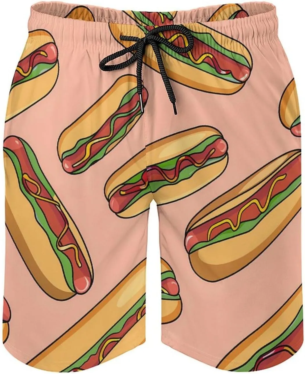 Hot Dogs with Wheat Buns Men's Swim Trunks Quick Dry Board Shorts Breathable Summer Beach Shorts Bathing Suits