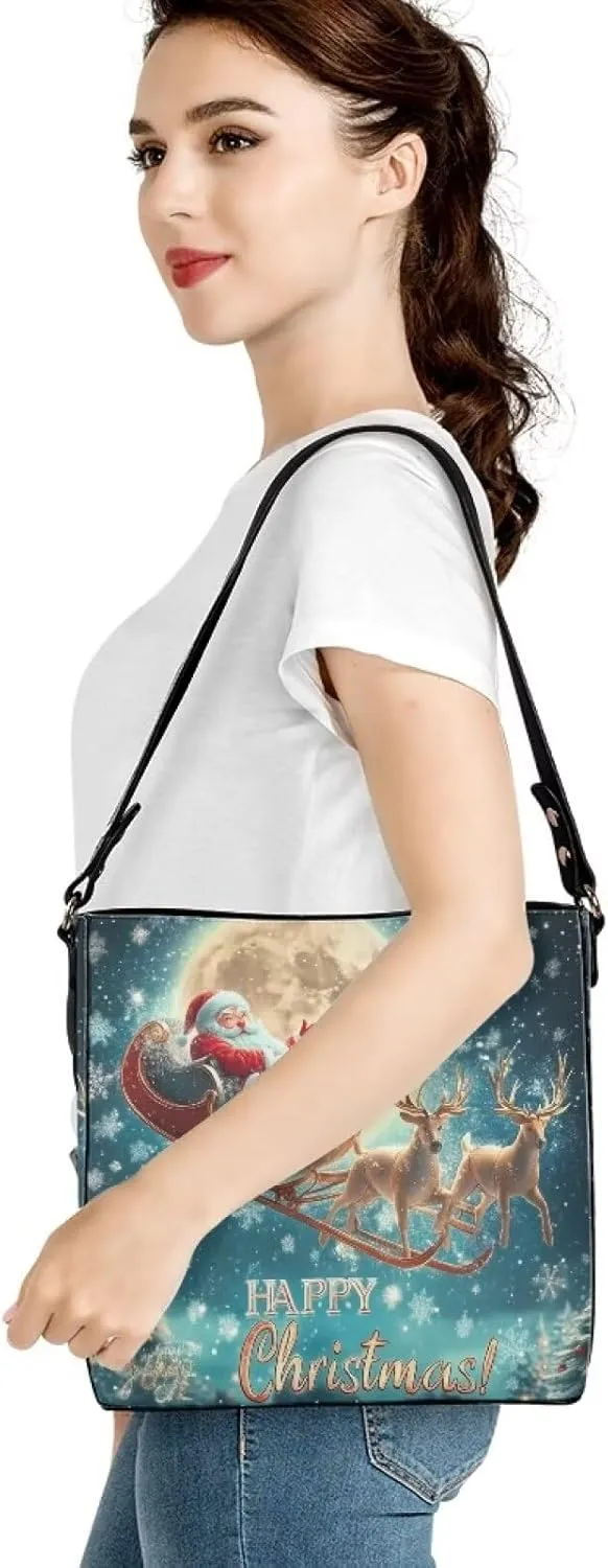 HUGS IDEA Leather Bucket Handbag Shoulder Bags Tote Handle Bags Bobo Cross-body Purse