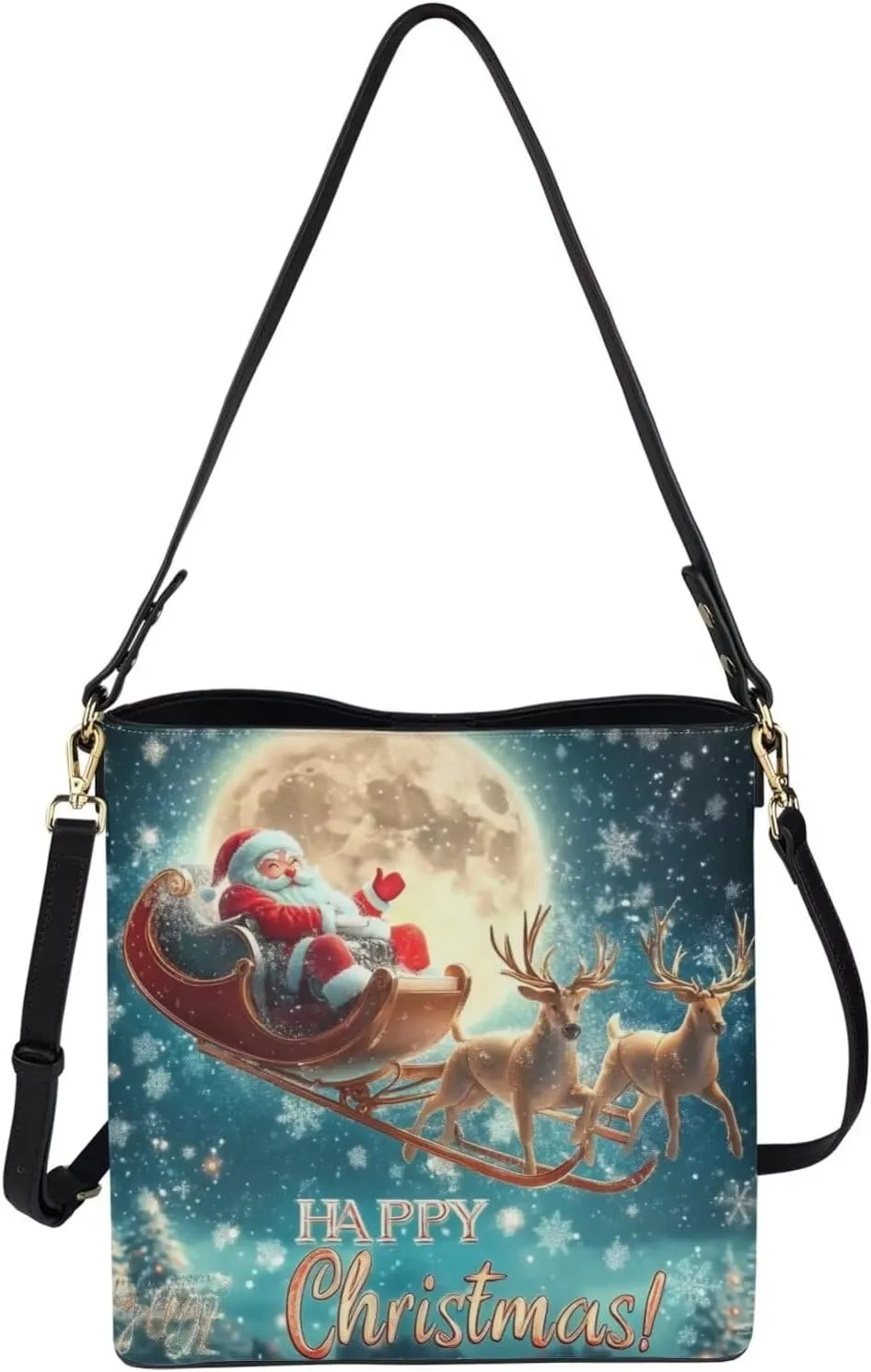 HUGS IDEA Leather Bucket Handbag Shoulder Bags Tote Handle Bags Bobo Cross-body Purse