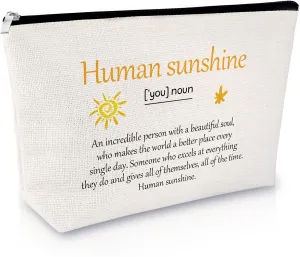 Inspirational Sunshine Makeup Bag Summer Lover Gift Sunshine Themed Cosmetic Bag Motivational Birthday Christmas Gift for Women Friends Mom Wife Grandma Daughter Teacher Coworker Travel Pouch