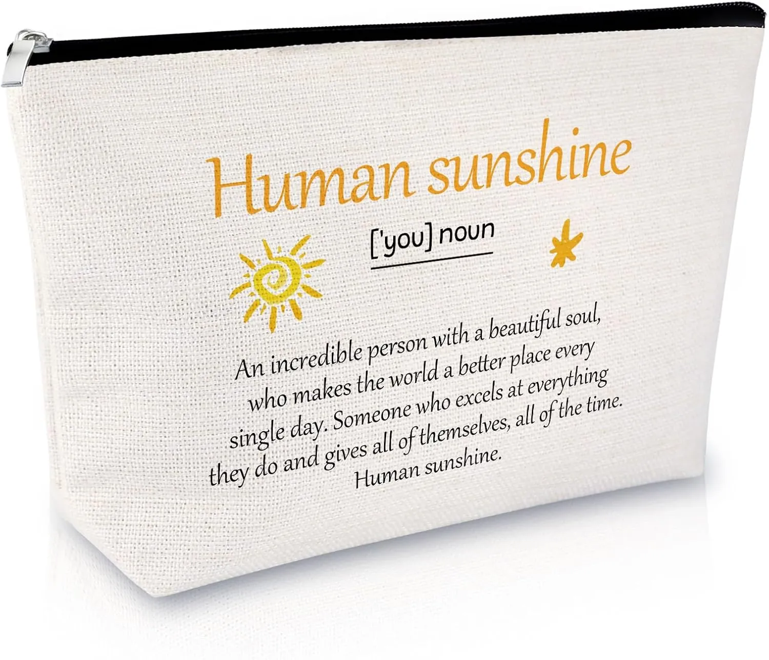 Inspirational Sunshine Makeup Bag Summer Lover Gift Sunshine Themed Cosmetic Bag Motivational Birthday Christmas Gift for Women Friends Mom Wife Grandma Daughter Teacher Coworker Travel Pouch