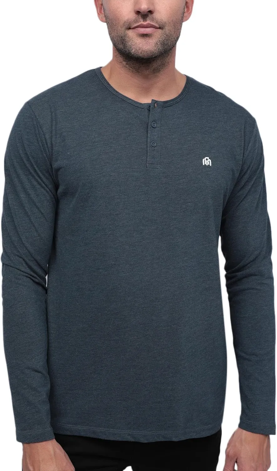 INTO THE AM Long Sleeve Henley Shirts for Men S - 4XL Casual Lightweight Fitted Longsleeve