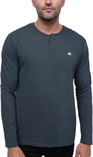 INTO THE AM Long Sleeve Henley Shirts for Men S - 4XL Casual Lightweight Fitted Longsleeve