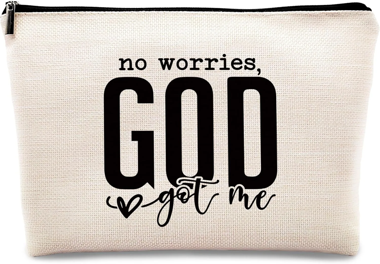 kdqua Christian Makeup Bag, Religious Gifts for women Girls, Religious Bible Bag Jesus Linen Cosmetic Bag, No Worries God Got Me Bible Bag for Women Zipper Pouch Travel Toiletry Bag