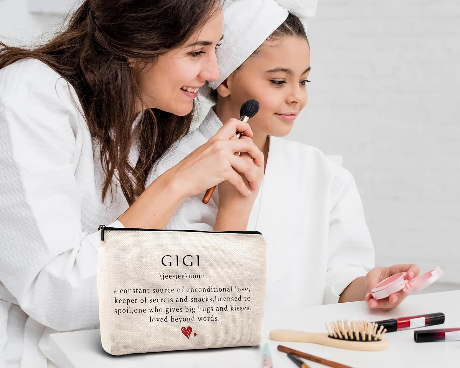 kdqua Gigi Definition Makeup Bag, Mothers Day Birthday Retirement Gifts from Granddaughter, Appreciation Gifts for Grandma, Mimi Nana Linen Cosmetic Bag Zipper Pouch Travel Organizer Toiletry Bag
