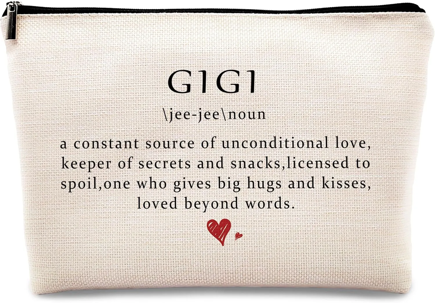 kdqua Gigi Definition Makeup Bag, Mothers Day Birthday Retirement Gifts from Granddaughter, Appreciation Gifts for Grandma, Mimi Nana Linen Cosmetic Bag Zipper Pouch Travel Organizer Toiletry Bag