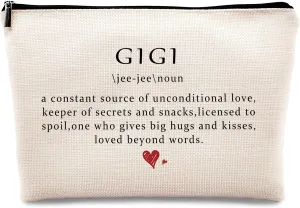 kdqua Gigi Definition Makeup Bag, Mothers Day Birthday Retirement Gifts from Granddaughter, Appreciation Gifts for Grandma, Mimi Nana Linen Cosmetic Bag Zipper Pouch Travel Organizer Toiletry Bag