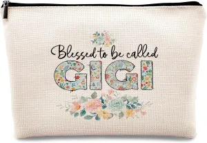 kdqua Grandma Gifts Makeup Bag, Gigi Gifts,Mothers Day Grandma Nana Funny Floral Birthday Gifts for Nana Grandma Grammy Grandmother Mimi Gifts from Grandkids Linen Cosmetic Bag Travel Toiletry Bag