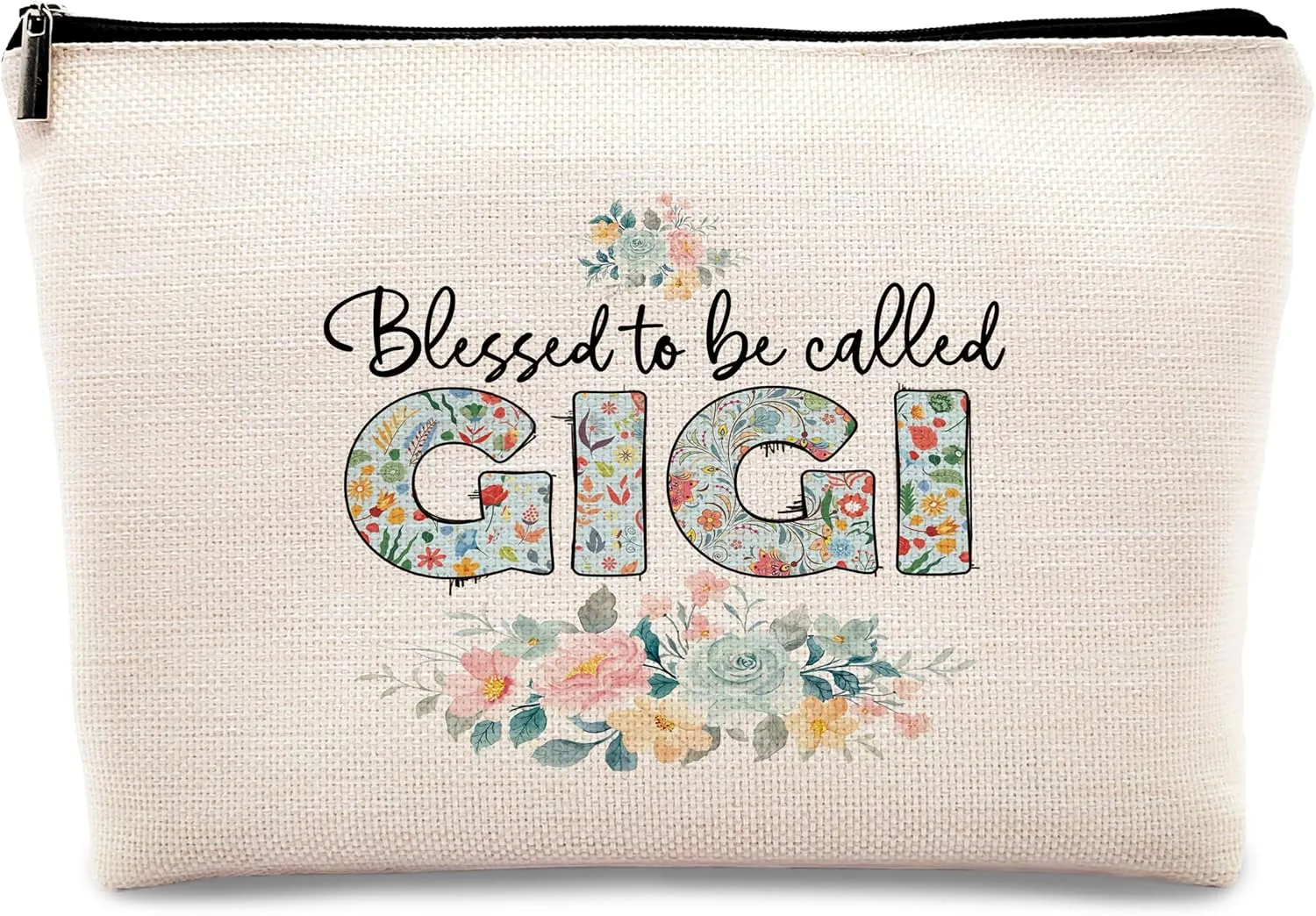 kdqua Grandma Gifts Makeup Bag, Gigi Gifts,Mothers Day Grandma Nana Funny Floral Birthday Gifts for Nana Grandma Grammy Grandmother Mimi Gifts from Grandkids Linen Cosmetic Bag Travel Toiletry Bag