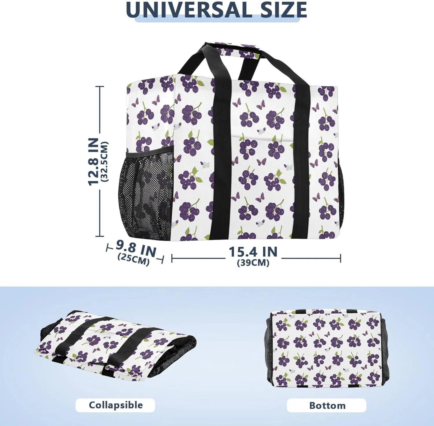 KLL Utility Tote Bags For Women with Handles Collapsable With Pockets Shopping Bags Reusable