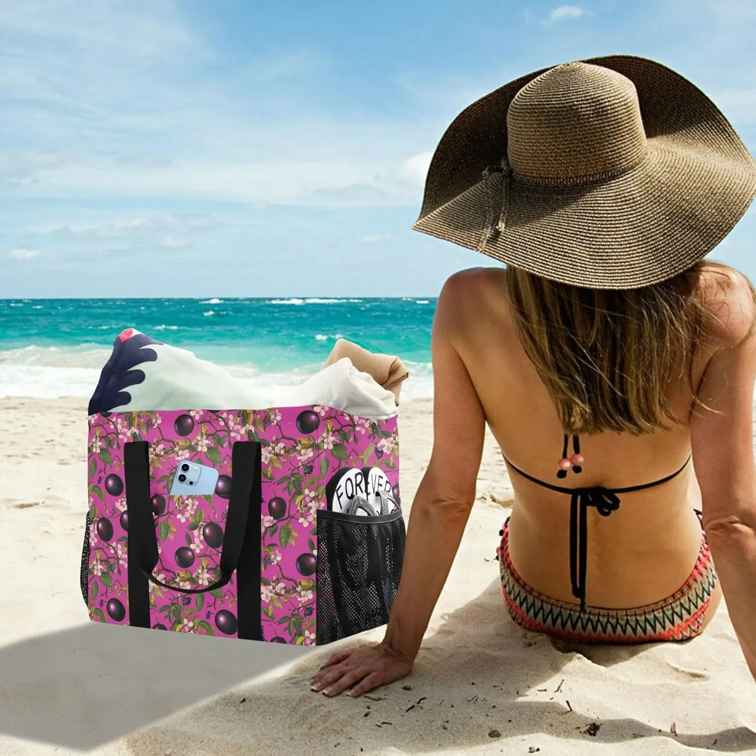 KLL Utility Tote Bags For Women with Handles Collapsable With Pockets Shopping Bags Reusable