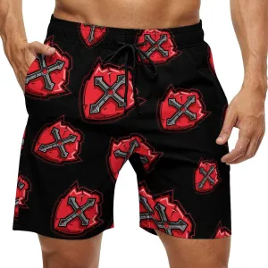 Knights Templar Crusader Cross Men's Swim Trunks Quick Dry Board Shorts Breathable Summer Beach Shorts Bathing Suits
