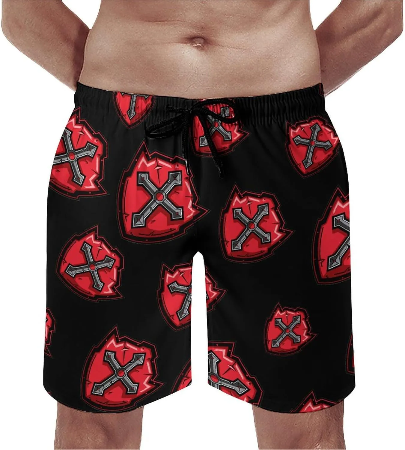 Knights Templar Crusader Cross Men's Swim Trunks Quick Dry Board Shorts Breathable Summer Beach Shorts Bathing Suits