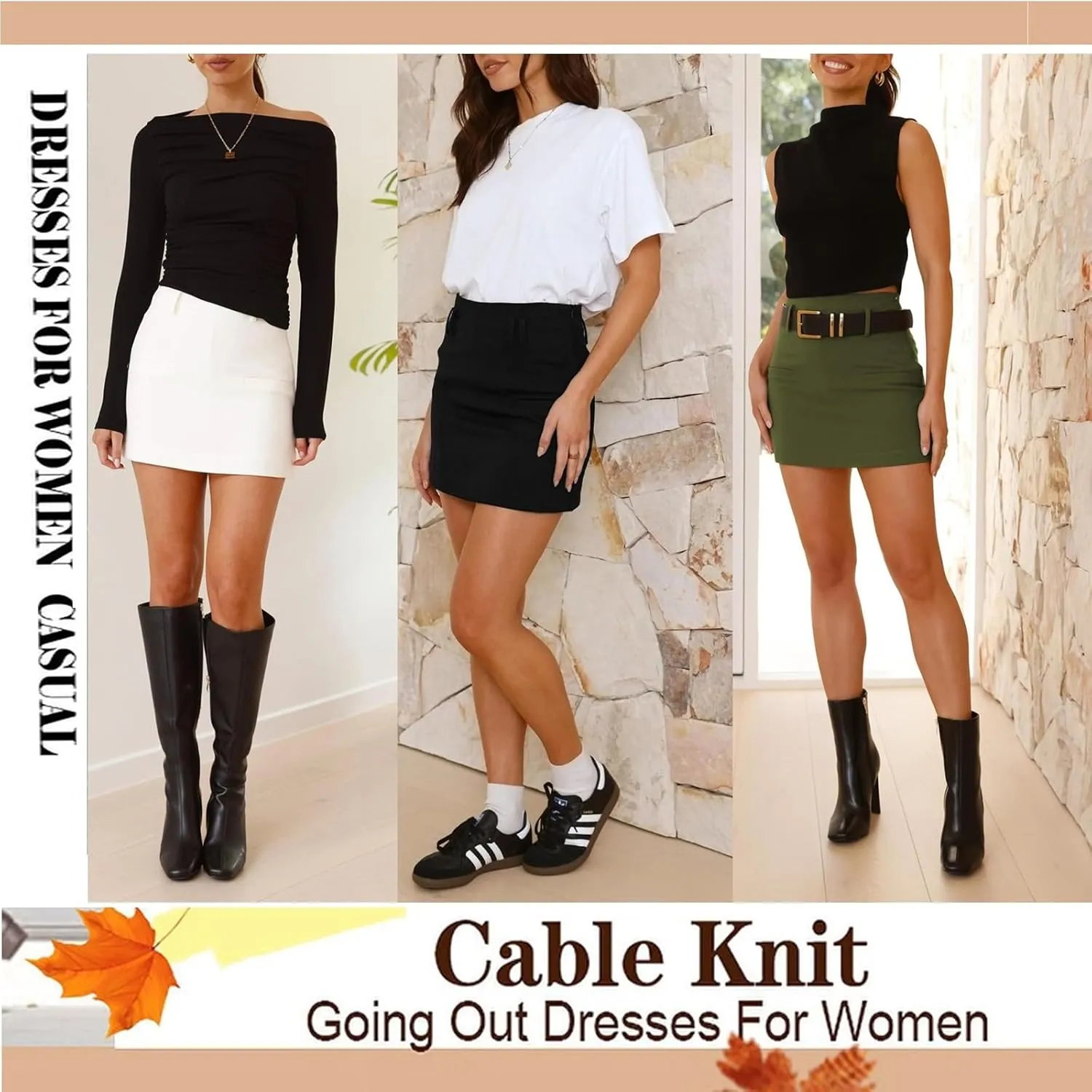 Ladies' Sexy Slim Cargo Mini Skort, Solid Casual Side Zipper Skorts