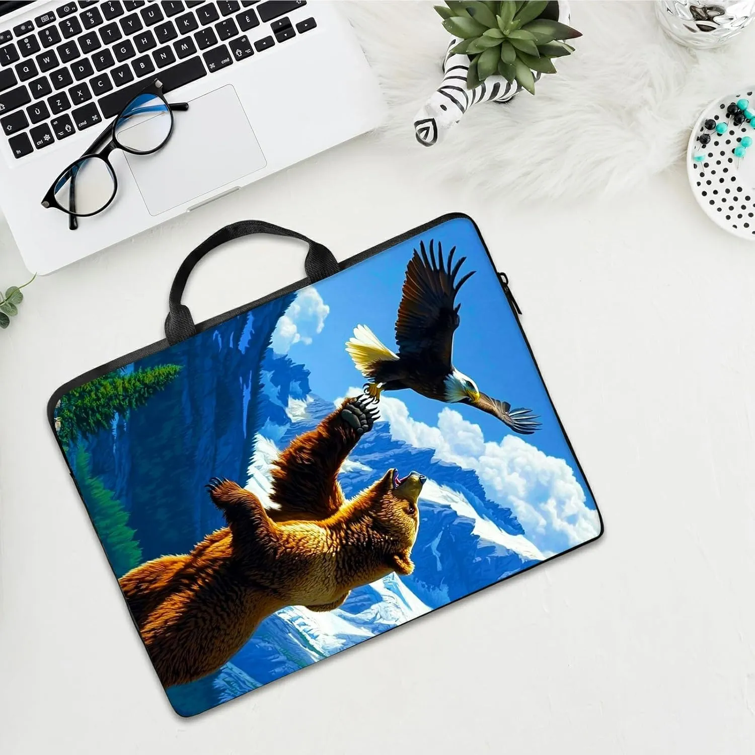 Laptop Shoulder Bag Sleeve Case, Large Capacity Waterproof PU Leather Computer Handbag Suitable for 9.6" 9.7" 10"