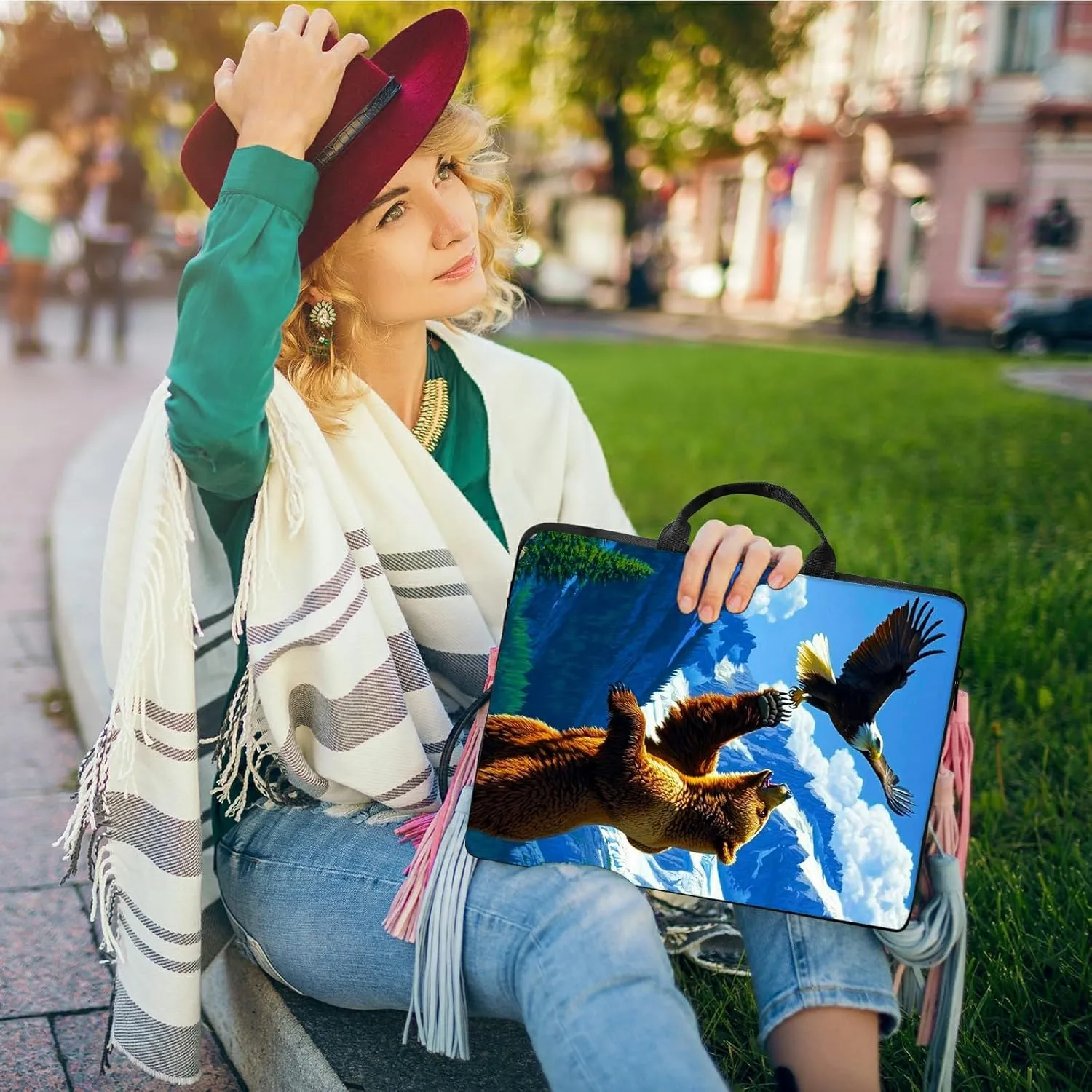 Laptop Shoulder Bag Sleeve Case, Large Capacity Waterproof PU Leather Computer Handbag Suitable for 9.6" 9.7" 10"