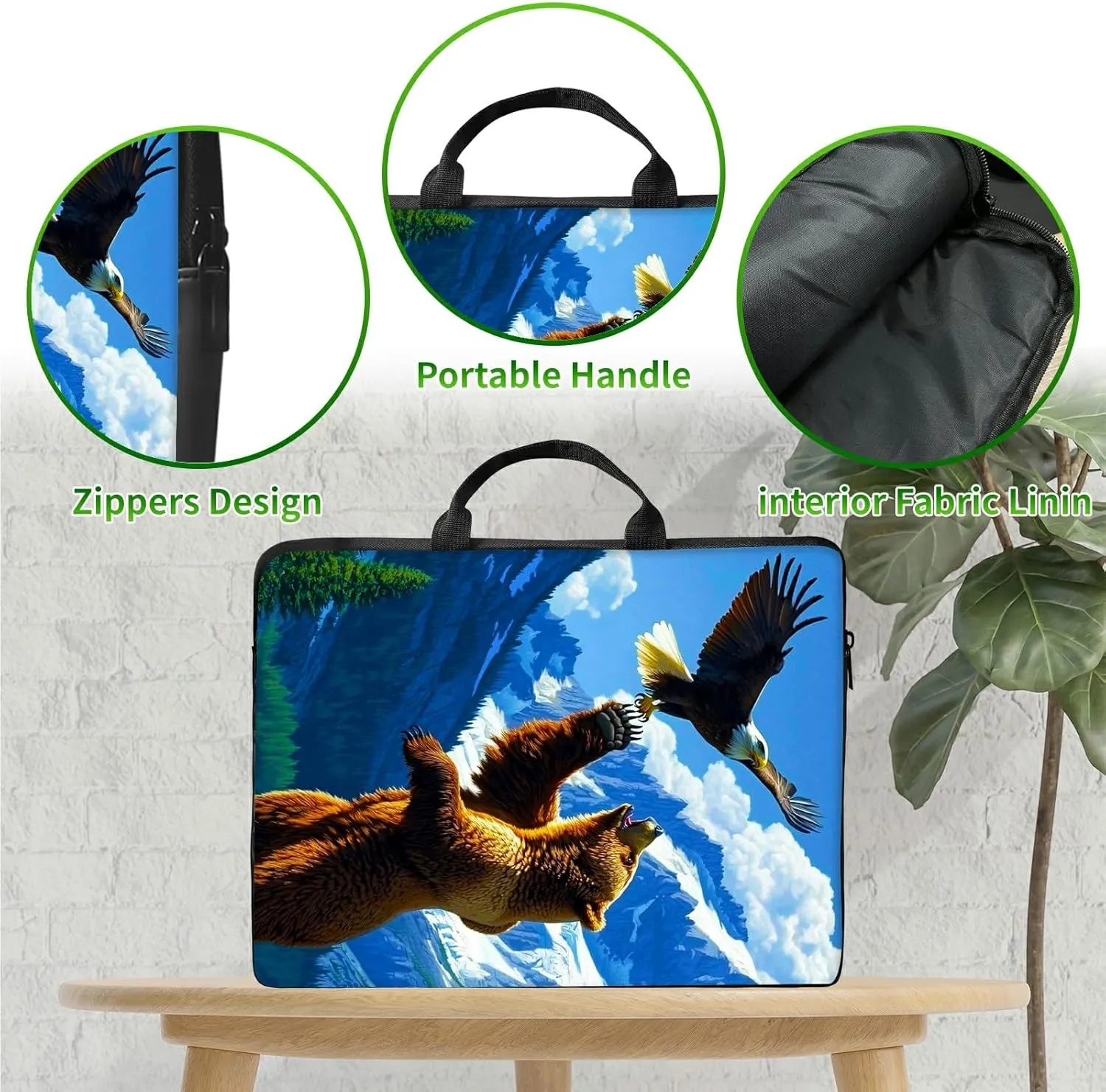 Laptop Shoulder Bag Sleeve Case, Large Capacity Waterproof PU Leather Computer Handbag Suitable for 9.6" 9.7" 10"