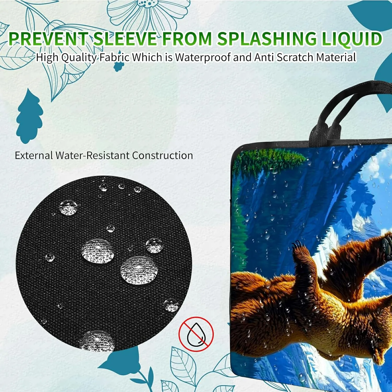 Laptop Shoulder Bag Sleeve Case, Large Capacity Waterproof PU Leather Computer Handbag Suitable for 9.6" 9.7" 10"