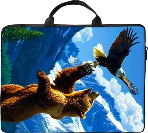 Laptop Shoulder Bag Sleeve Case, Large Capacity Waterproof PU Leather Computer Handbag Suitable for 9.6" 9.7" 10"