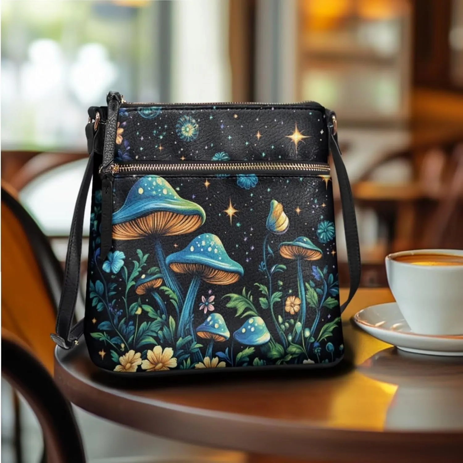 Leather Bucket Crossbody Bags for Women 2 Pieces Crossbody Satchel Bags Wristlet Purses for Women