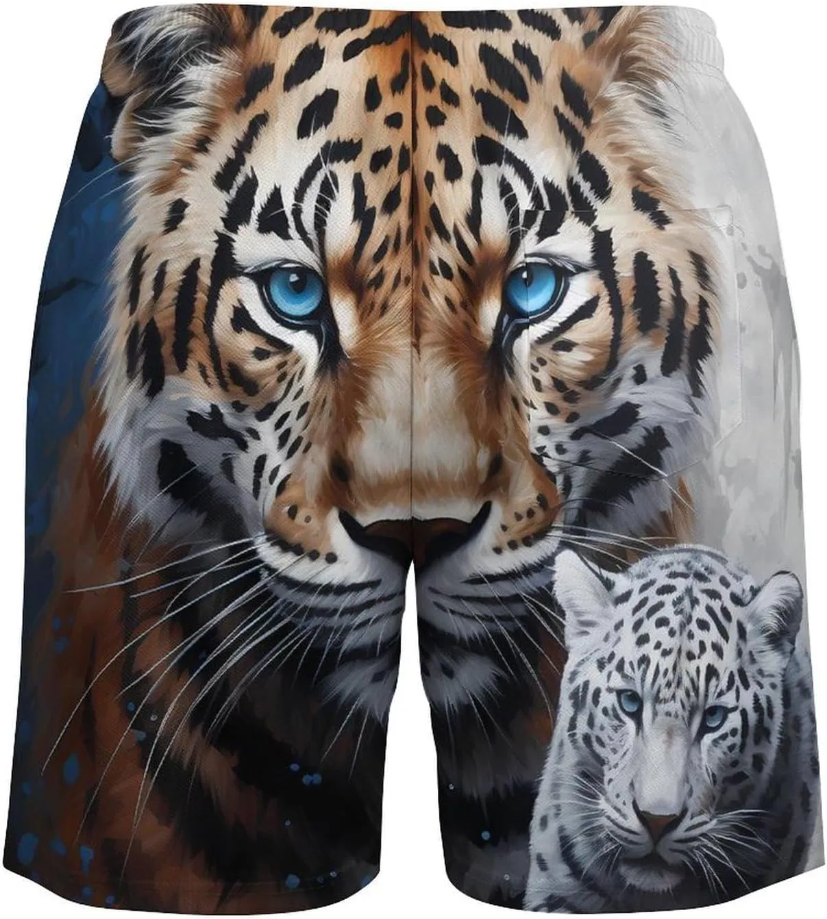 Leopards and Wildcat Men's Swim Trunks with Compression Liner Beach Swimming Shorts with Drawstring and Pockets