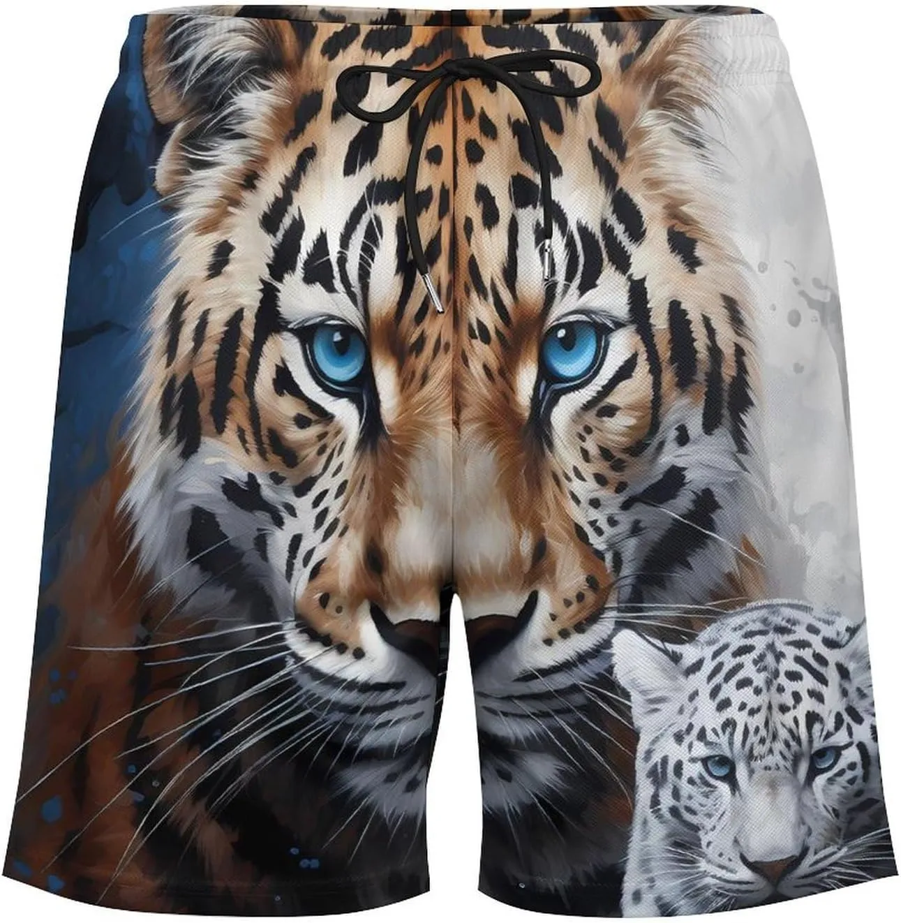 Leopards and Wildcat Men's Swim Trunks with Compression Liner Beach Swimming Shorts with Drawstring and Pockets