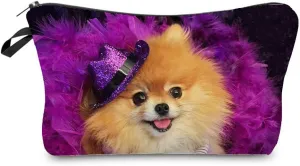 Livelihood Pomeranian Dog Cosmetic Bag for Women - Cute Small Makeup Bag for Purse Travel Toiletry Zipper Pouch for Girls Gift for Dog Lovers