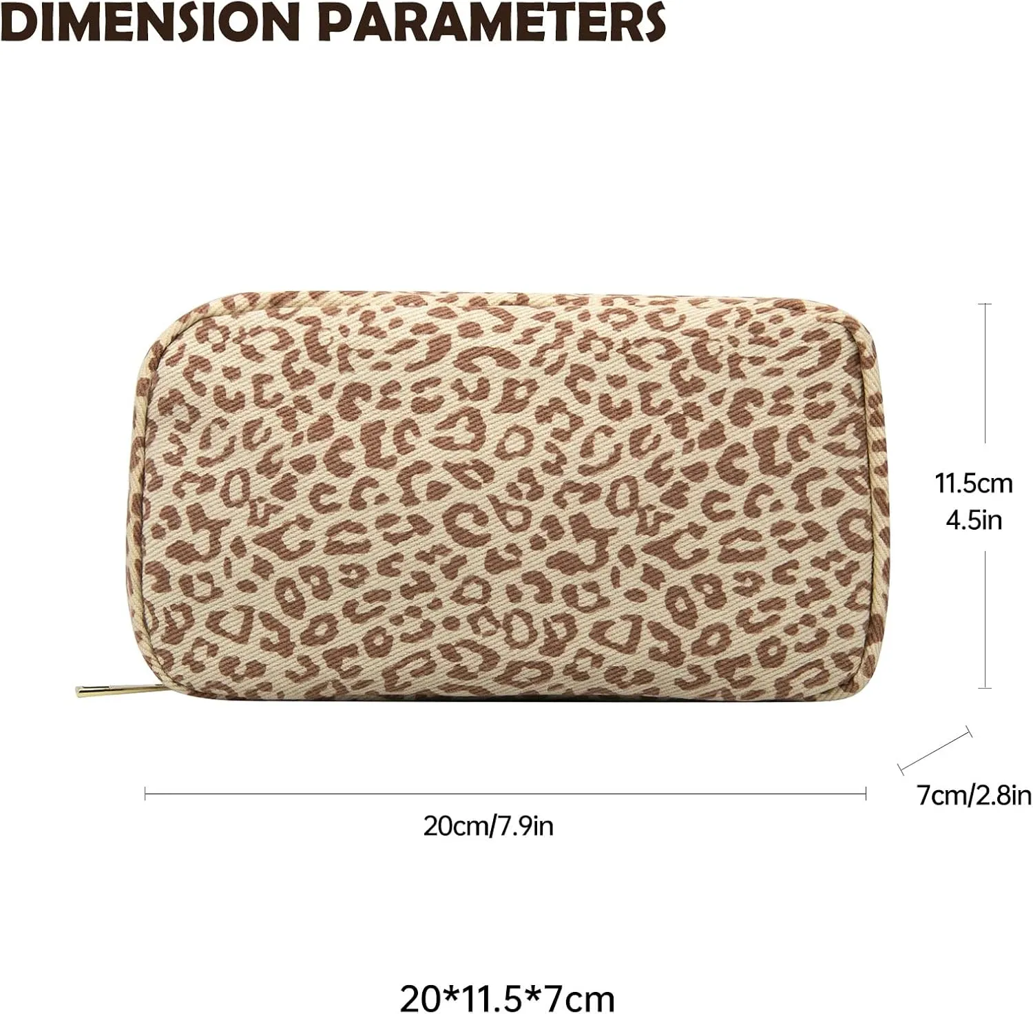 Long Keeper Cosmetic Bags for Women - Water Resistant Make Up Pouch Travel Zipper Toiletry Bag Makeup Organizer (Leopard)