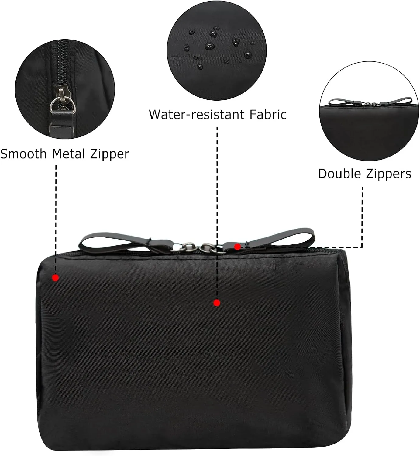 Long Keeper Small Cosmetic Bag Women Water Resistant Make Up Bag Cute Mini Travel Makeup Organizer Bag Portable Toiletry Bag (Black)