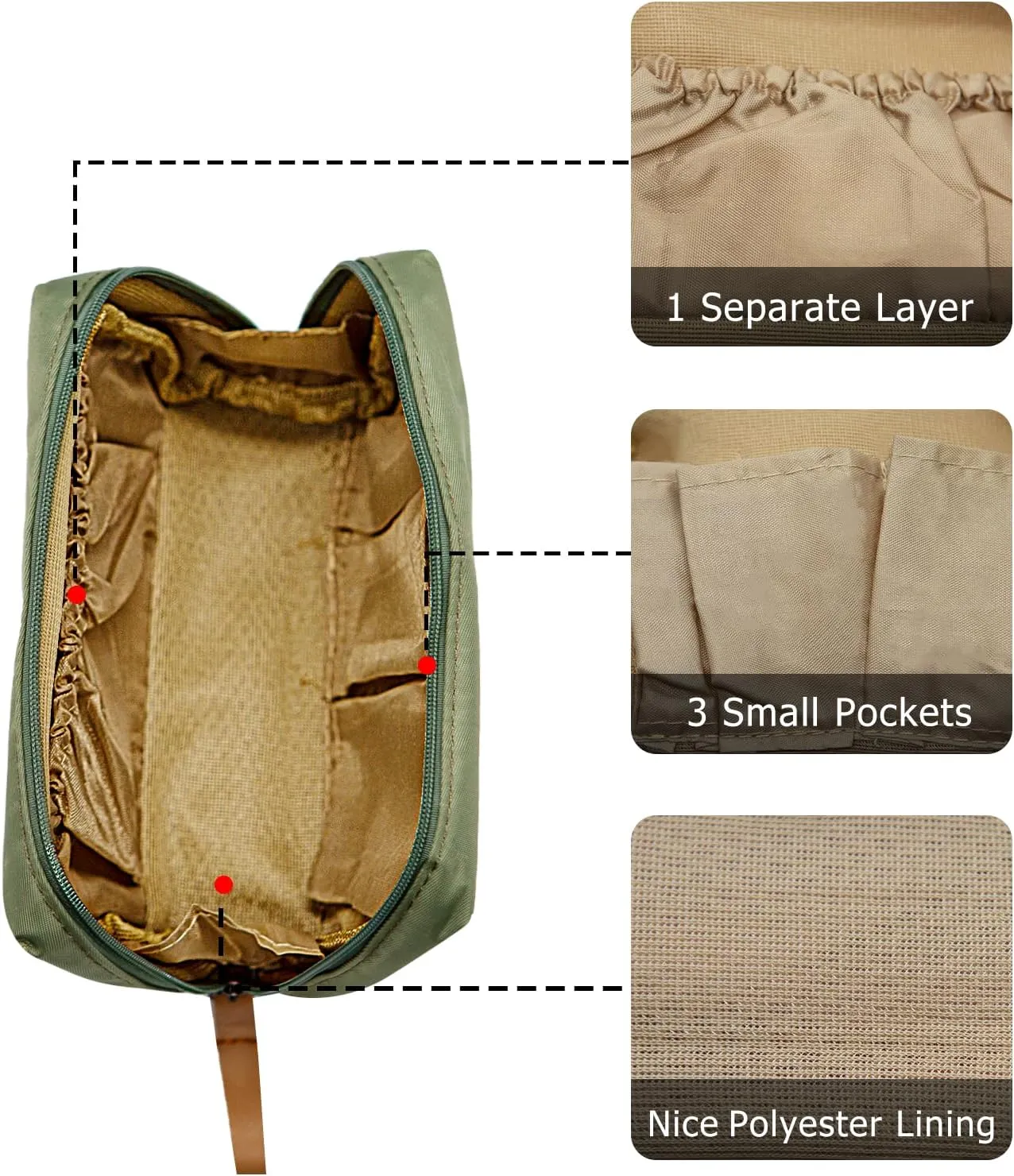 Long Keeper Small Cosmetic Bag Women Water Resistant Make Up Bag Cute Mini Travel Makeup Organizer Bag Portable Toiletry Bag (Green)