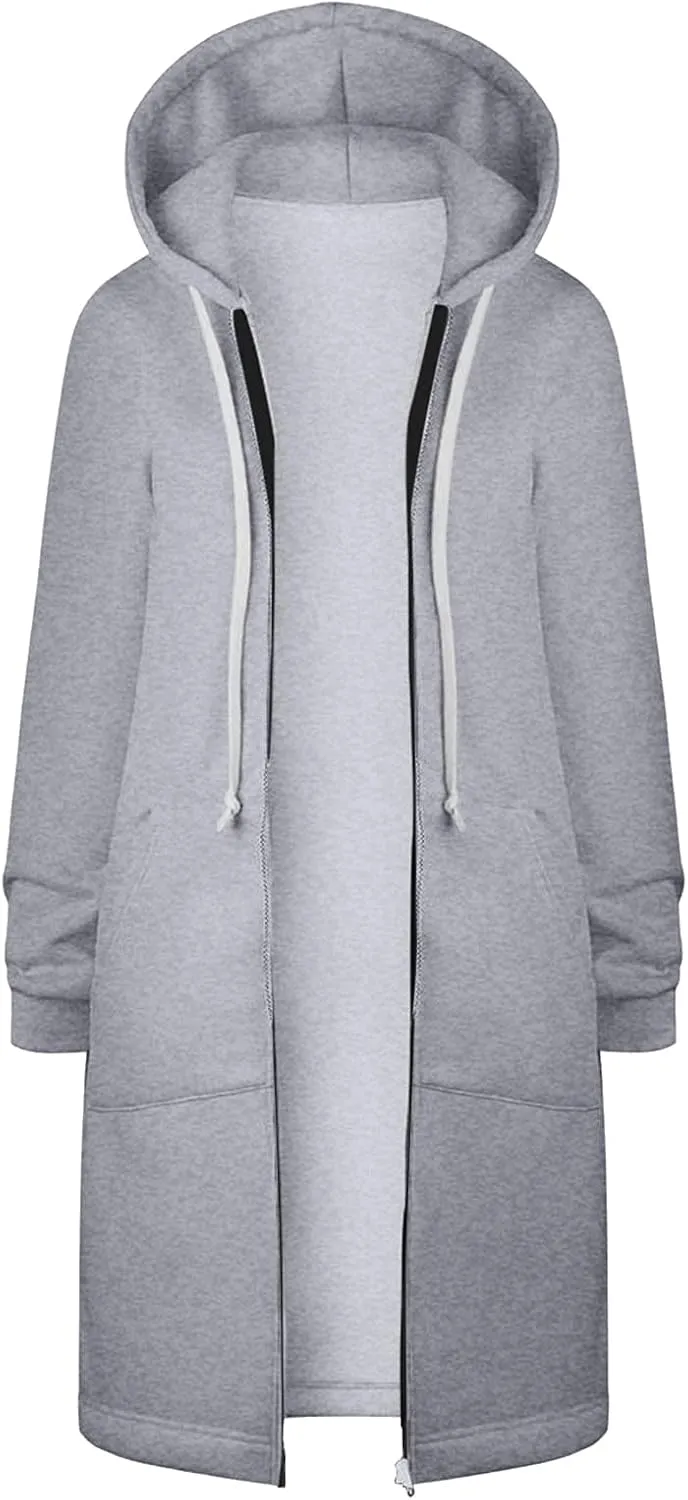 Long Sweatshirts For Women To Wear With Leggings Zip Up Hoodie Lightweight Oversized Jackets 2025 Coat with Pockets