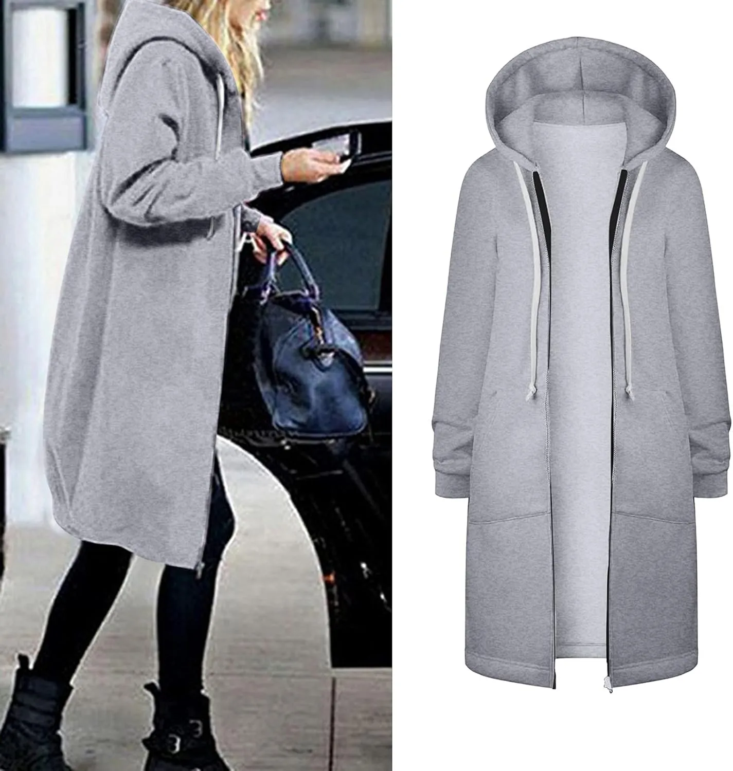 Long Sweatshirts For Women To Wear With Leggings Zip Up Hoodie Lightweight Oversized Jackets 2025 Coat with Pockets