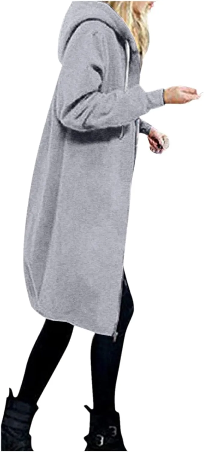 Long Sweatshirts For Women To Wear With Leggings Zip Up Hoodie Lightweight Oversized Jackets 2025 Coat with Pockets