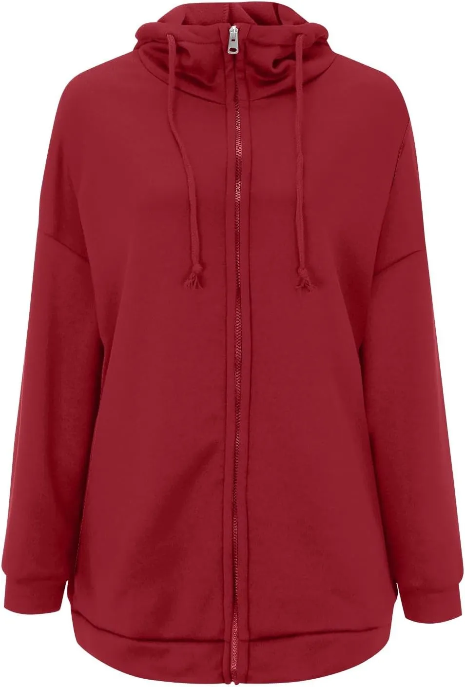 Long Zip Up Hoodies for Women Casual Long Sleeve Hooded Fleece Jackets Loose Fit Tunic Fall Sweatshirts with Pockets