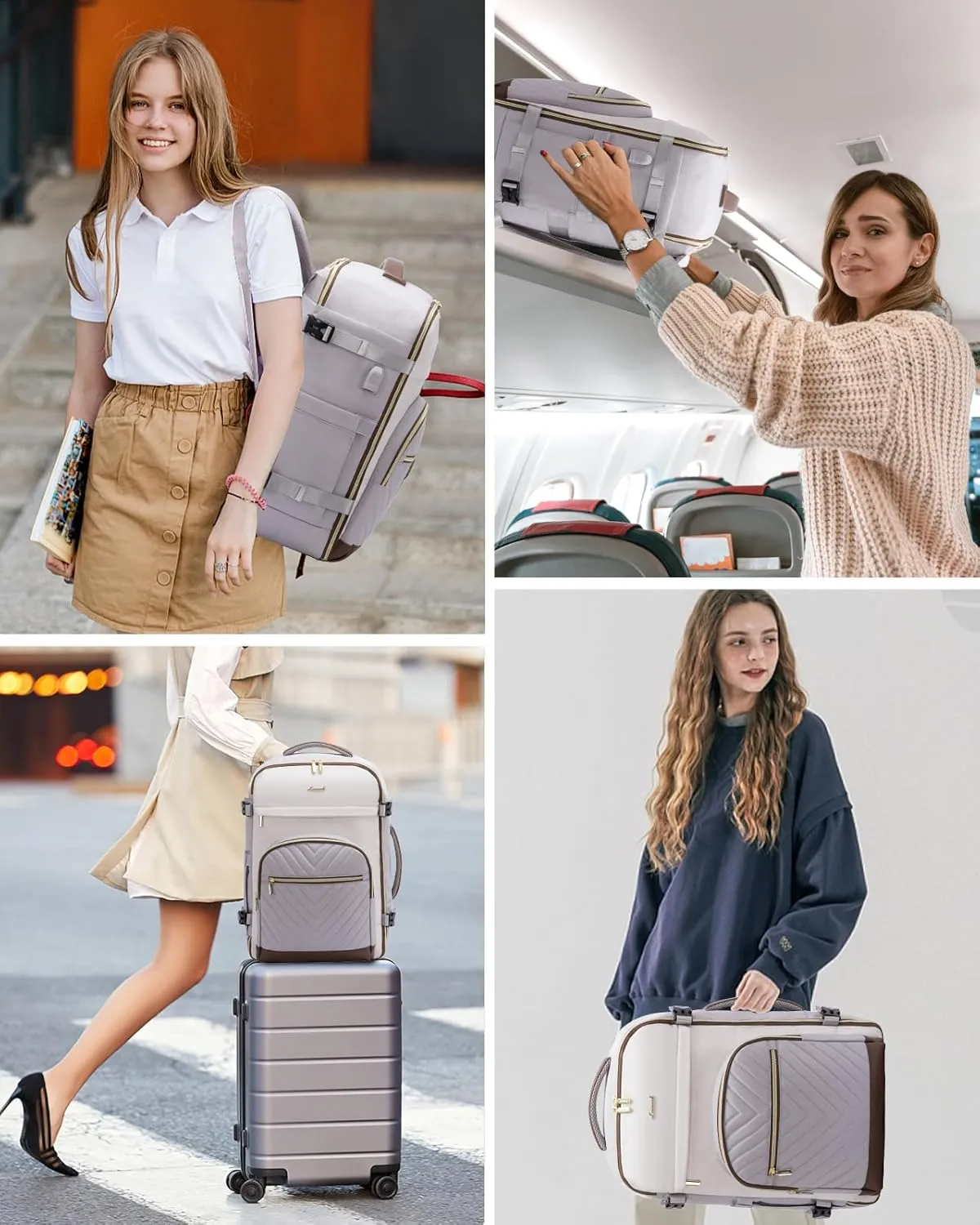 LOVEVOOK Travel Backpack for Women, 40L Carry On Backpack for Airplanes, 17 Inch Laptop Personal Item Travel Bag with 3 Cubes