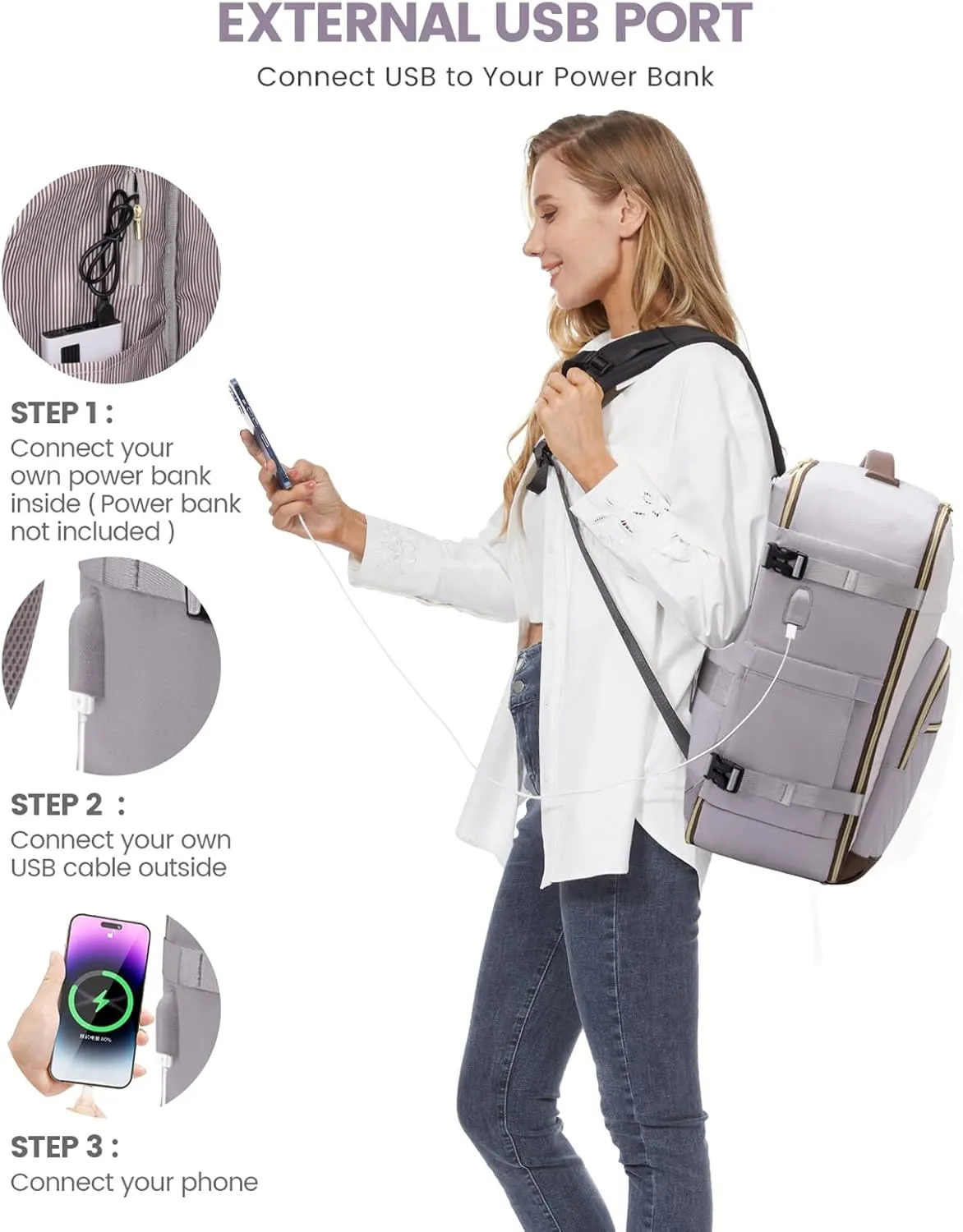 LOVEVOOK Travel Backpack for Women, 40L Carry On Backpack for Airplanes, 17 Inch Laptop Personal Item Travel Bag with 3 Cubes