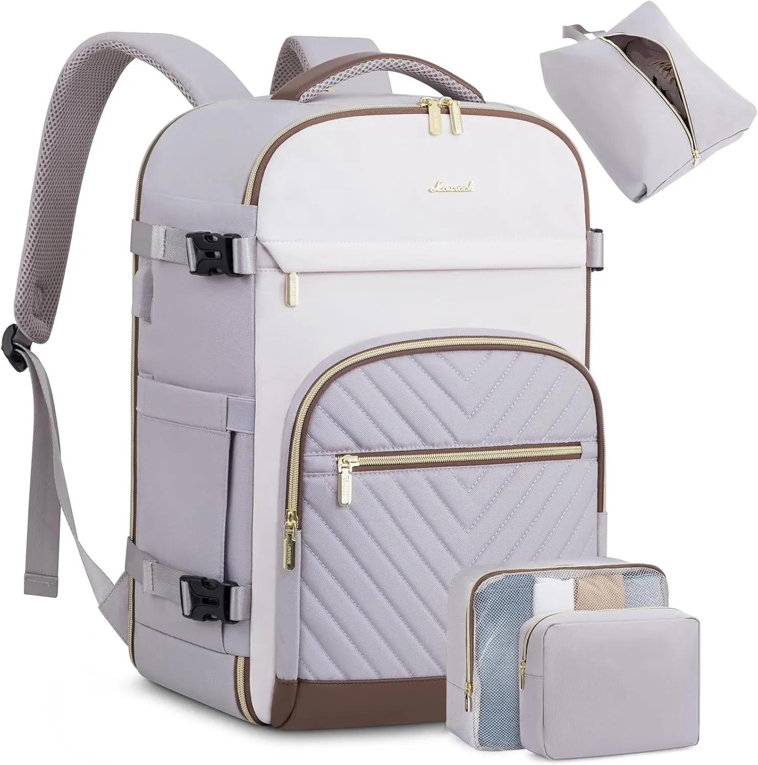 LOVEVOOK Travel Backpack for Women, 40L Carry On Backpack for Airplanes, 17 Inch Laptop Personal Item Travel Bag with 3 Cubes