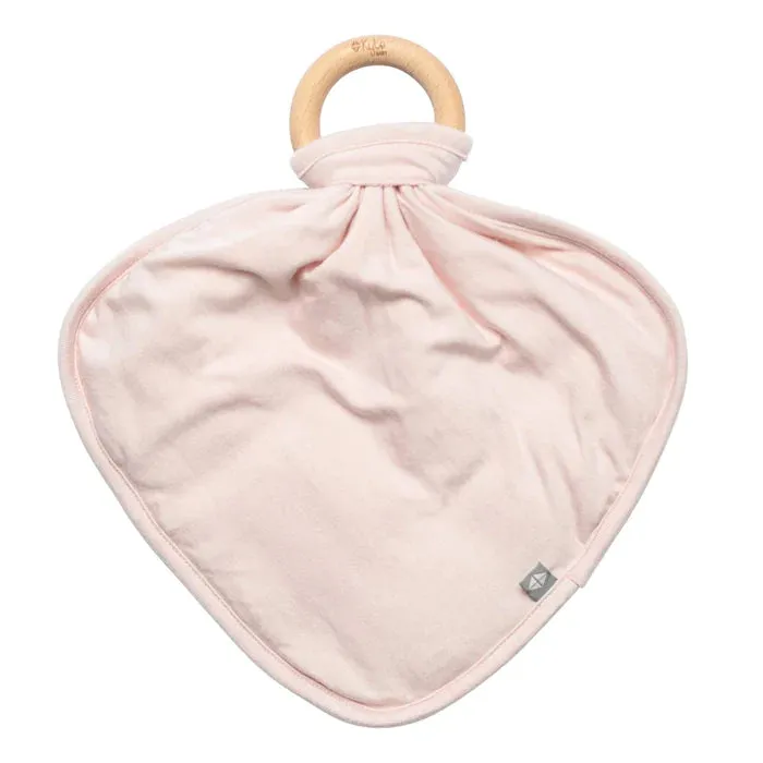 Lovey with Removable Wooden Teething Ring, Blush