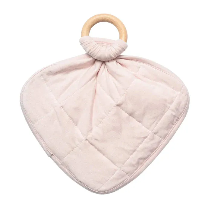 Lovey with Removable Wooden Teething Ring, Blush