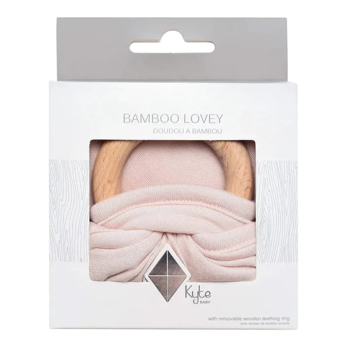 Lovey with Removable Wooden Teething Ring, Blush