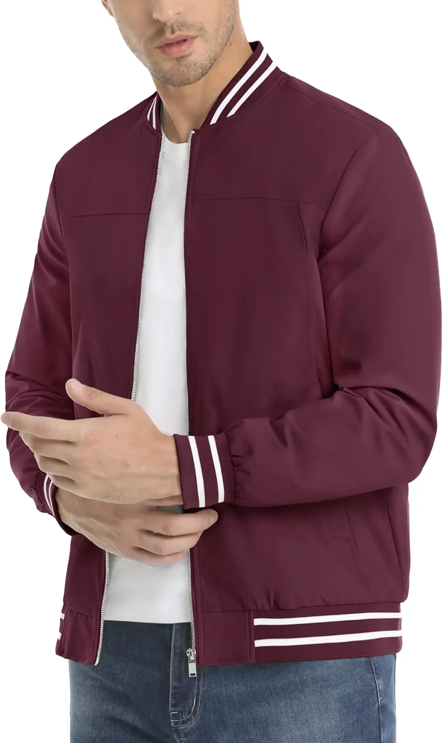 MAGNIVIT Men's Bomber Jackets Lightweight Jacket Varsity Flight Jacket Baseball Windbreaker Water Resistant Spring Autumn