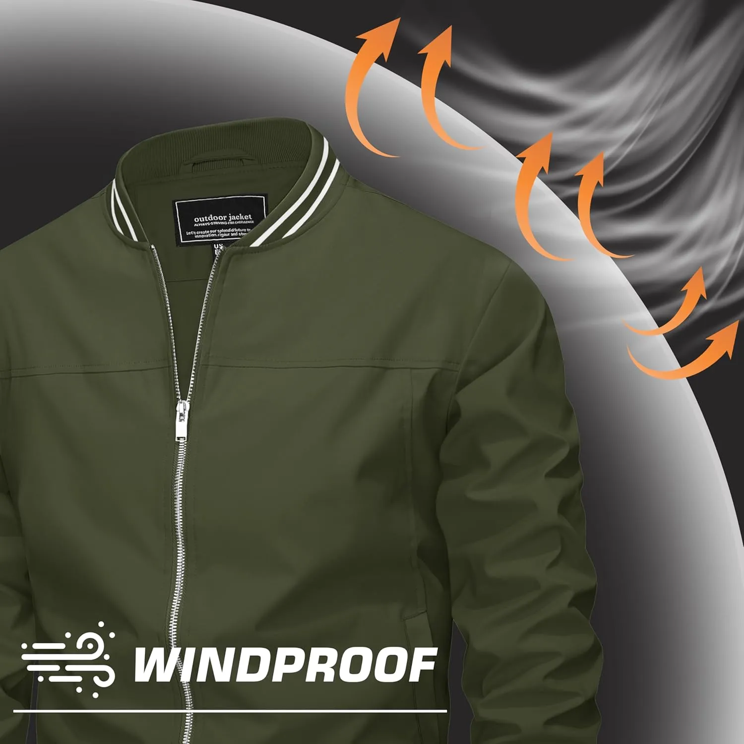 MAGNIVIT Men's Bomber Jackets Lightweight Jacket Varsity Flight Jacket Baseball Windbreaker Water Resistant Spring Autumn