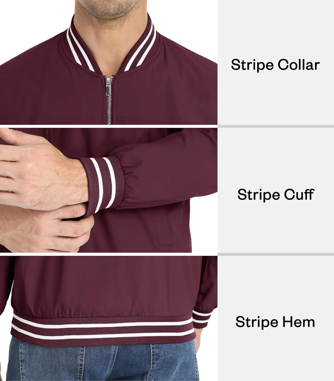 MAGNIVIT Men's Bomber Jackets Lightweight Jacket Varsity Flight Jacket Baseball Windbreaker Water Resistant Spring Autumn