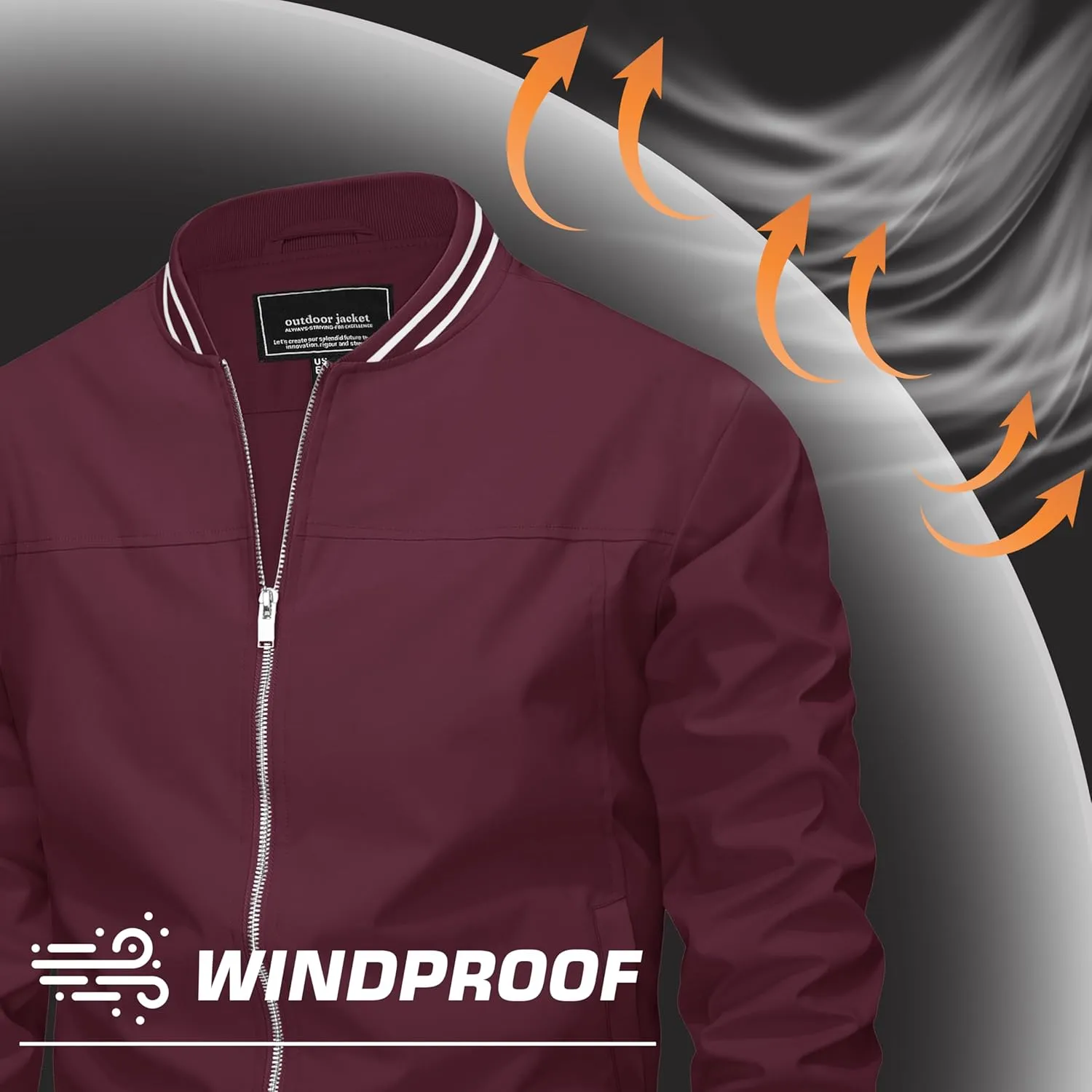 MAGNIVIT Men's Bomber Jackets Lightweight Jacket Varsity Flight Jacket Baseball Windbreaker Water Resistant Spring Autumn