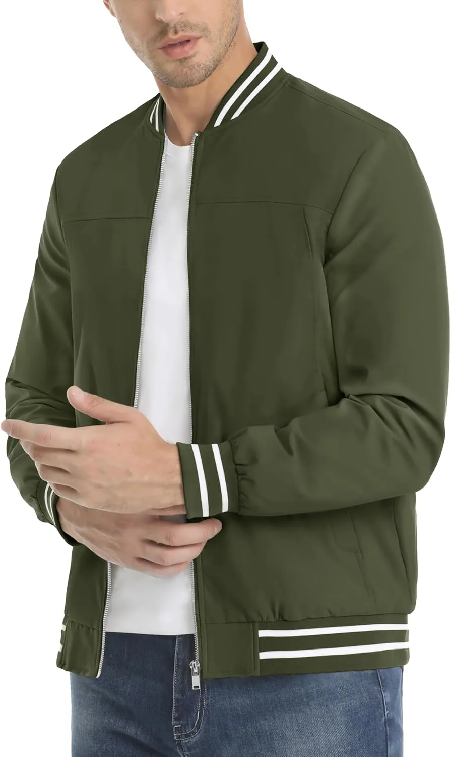 MAGNIVIT Men's Bomber Jackets Lightweight Jacket Varsity Flight Jacket Baseball Windbreaker Water Resistant Spring Autumn