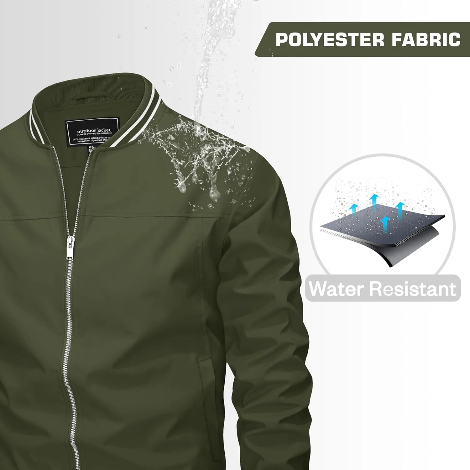MAGNIVIT Men's Bomber Jackets Lightweight Jacket Varsity Flight Jacket Baseball Windbreaker Water Resistant Spring Autumn