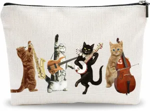 Makeup Bag Gift, Humorous Cat & Instrumental - Music Lover Cosmetic Bag, Gifts Toiletry Bag For Women, Families, Besties, Coworkers, Birthday Gift, Women Accessories - (A029)