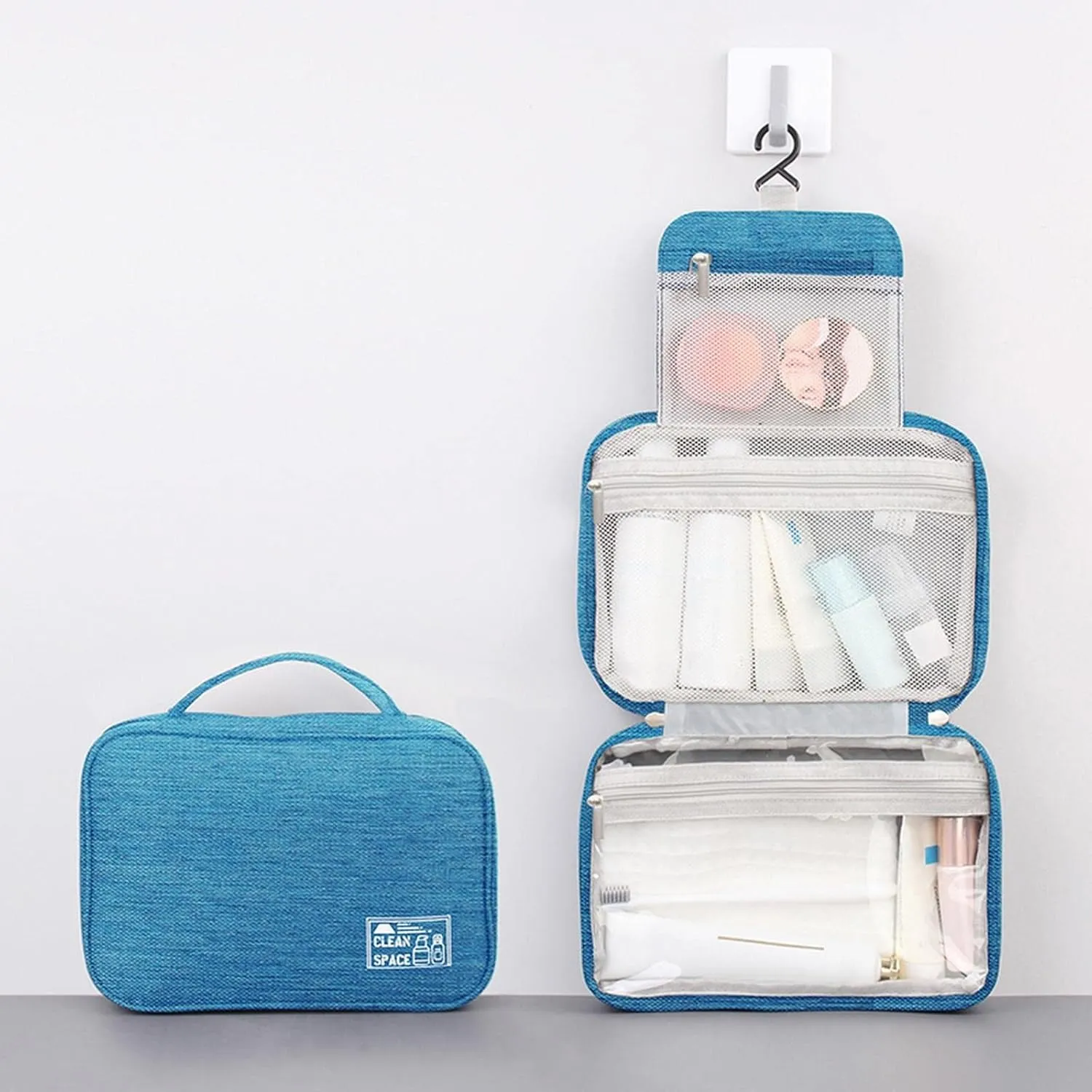 Makeup Carrying Case for Teens Toiletry Bag Travel Makeup Cosmetic Bag Large Hanging Toiletry Bag Storage with 3 Compartments Travel Organizer for Men and Women